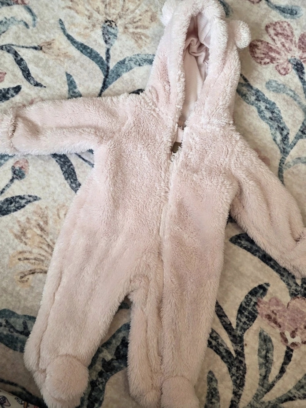 Carter's Faux Shearling Hooded Pram Suit Pink 3M Wearable Blanket